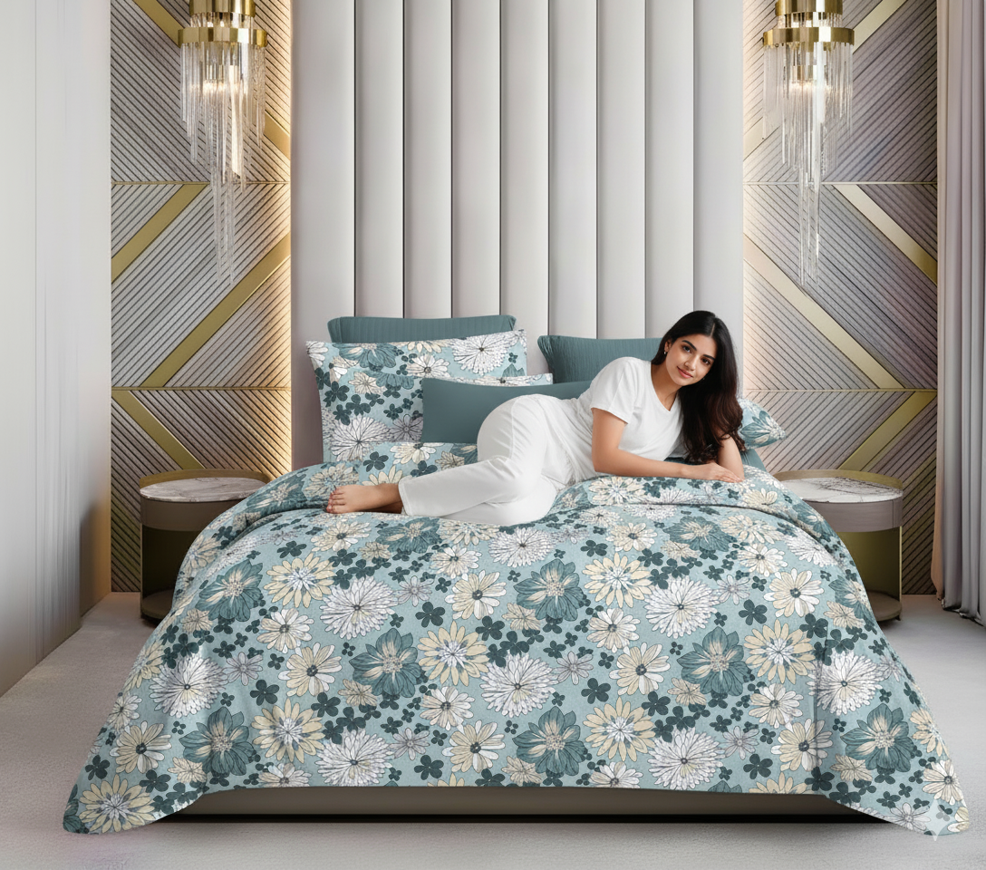 🛏️ WSOKO 500 TC King Size Bedsheet – 100% 🌿 Pure Cotton, 108x108 Inches, 🌸 Floral Print Bedding Set with 2 💤 Pillow Covers | Soft, Breathable & Cozy Flat Sheet – Exotic Wings (Multicolor)