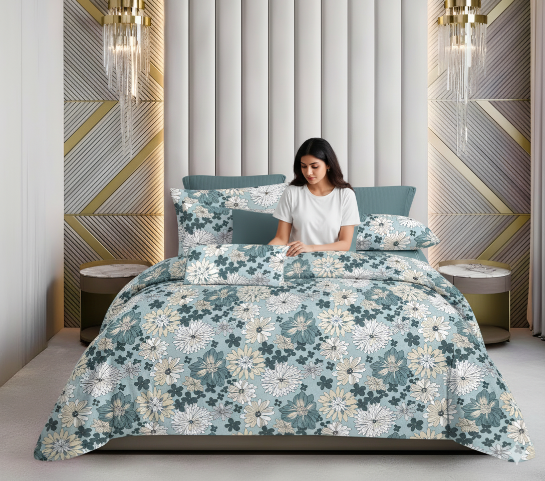 🛏️ WSOKO 500 TC King Size Bedsheet – 100% 🌿 Pure Cotton, 108x108 Inches, 🌸 Floral Print Bedding Set with 2 💤 Pillow Covers | Soft, Breathable & Cozy Flat Sheet – Exotic Wings (Multicolor)