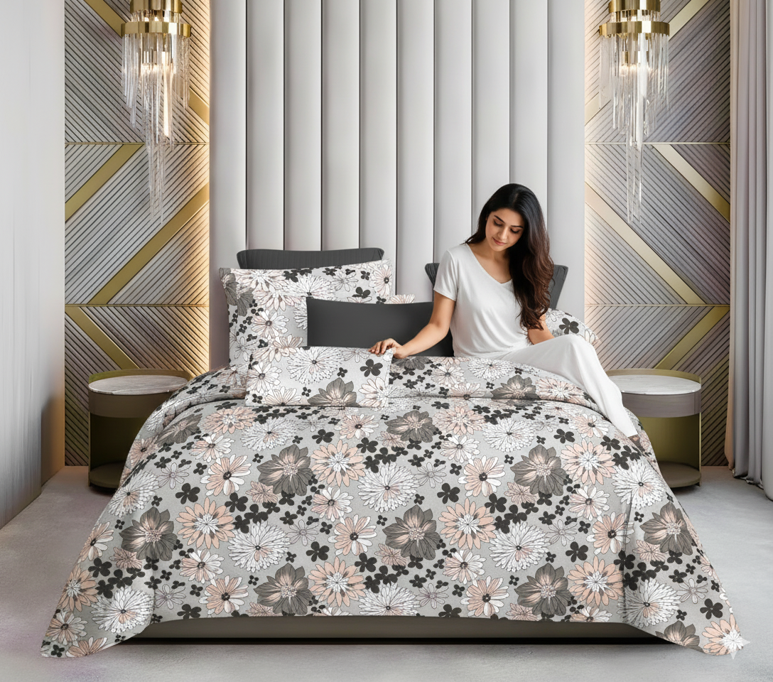 🛏️ WSOKO 500 TC King Size Bedsheet – 100% 🌿 Pure Cotton, 108x108 Inches, 🌸 Floral Print Bedding Set with 2 💤 Pillow Covers | Soft, Breathable & Cozy Flat Sheet – Exotic Wings (Multicolor