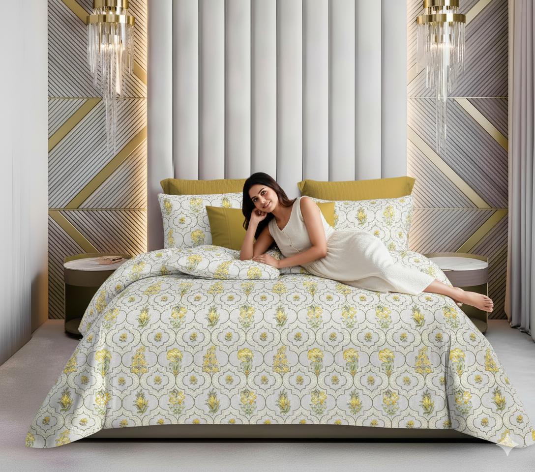 🛏️ WSOKO 500 TC King Size Bedsheet – 100% 🌿 Pure Cotton, 108x108 Inches, 🌸 Floral Print Bedding Set with 2 💤 Pillow Covers | Soft, Breathable & Cozy Flat Sheet – Exotic Wings (Multicolor)