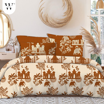 WSOKO 100% Cotton 400 TC Premium Super King Size Bedsheet for Double Bed (108 x 108 Inch) with 2 Pillow Covers Set (17 x 27 Inch) Designer Printed Bedsheet