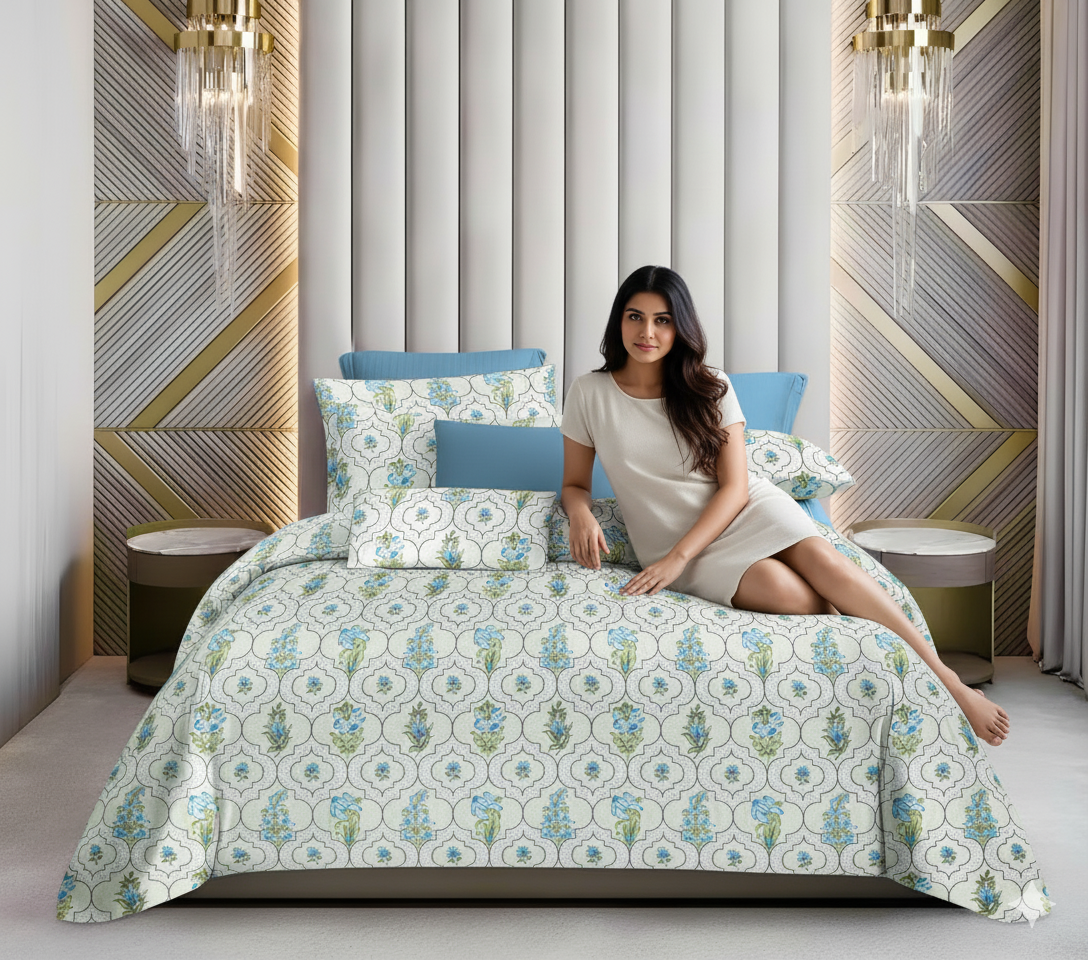 🛏️ WSOKO 500 TC King Size Bedsheet – 100% 🌿 Pure Cotton, 108x108 Inches, 🌸 Floral Print Bedding Set with 2 💤 Pillow Covers | Soft, Breathable & Cozy Flat Sheet – Exotic Wings (Multicolor)