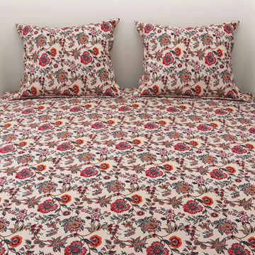 WSOKO 100% Cotton 400 TC Premium Super King Size Bedsheet for Double Bed (108 x 108 Inch) with 2 Pillow Covers Set (17 x 27 Inch) Designer Printed Bedsheet
