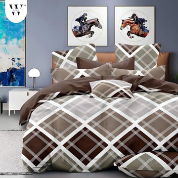 WSOKO 100% Cotton 400 TC Premium Super King Size Bedsheet for Double Bed (108 x 108 Inch) with 2 Pillow Covers Set (17 x 27 Inch) Designer Printed Bedsheet