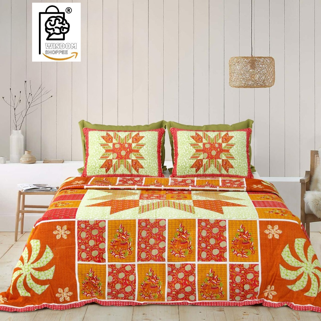 WSOKO  Jaipur Premium Cotton King SIze 100% Pure Cotton 400TC with 2 Pillow Covers Light Mauve Super King Super Soft, Cozy, Bed Sheet, Bedsheets Set, 108X108 Inches, 9Ftx9Ft