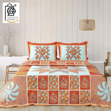 WSOKO COTTON Jaipur Weaves Bedsheet King Size 100% Pure Cotton 400TC Bed Sheet with 2 Pillow Covers, Super Soft Cozy Bedsheets Set,108x108 inches/ 9ftx9ft (Floral&nbsp; Super King)