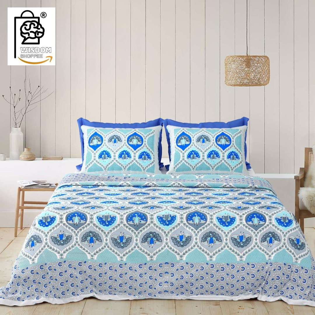 WSOKO COTTON Jaipur Weaves Bedsheet King Size 100% Pure Cotton 400TC Bed Sheet with 2 Pillow Covers, Super Soft Cozy Bedsheets Set,108x108 inches/ 9ftx9ft (Floral&nbsp; Super King)