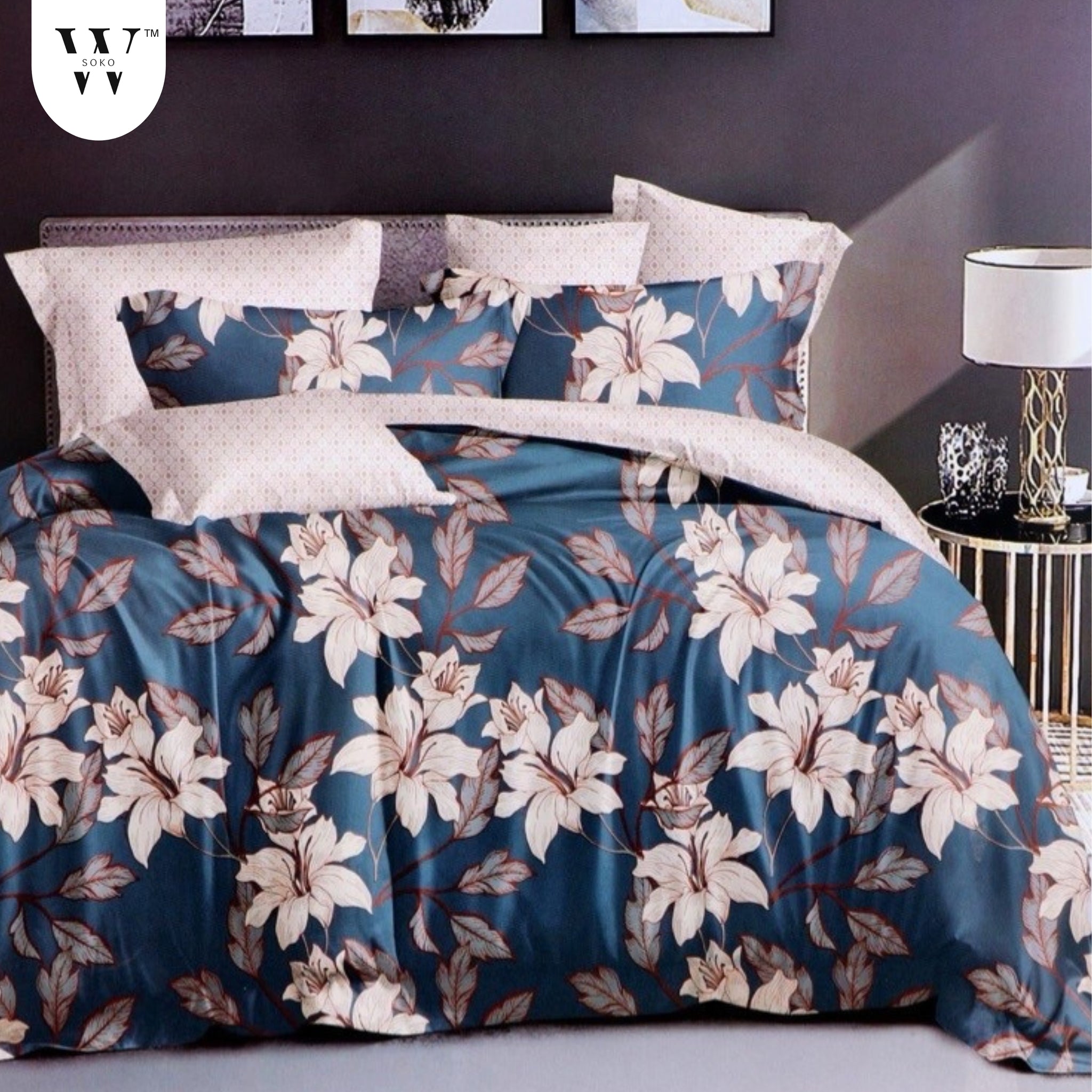 WSOKO 100% Cotton 400 TC Premium Super King Size Bedsheet for Double Bed (108 x 108 Inch) with 2 Pillow Covers Set (17 x 27 Inch) Designer Printed Bedsheet