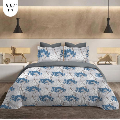 WSOKO 100% Cotton 400 TC Premium Super King Size Bedsheet for Double Bed (108 x 108 Inch) with 2 Pillow Covers Set (17 x 27 Inch) Designer Printed Bedsheet