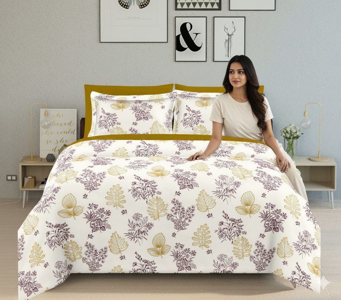 🛏️ WSOKO 500 TC King Size Bedsheet – 100% 🌿 Pure Cotton, 108x108 Inches, 🌸 Floral Print Bedding Set with 2 💤 Pillow Covers | Soft, Breathable & Cozy Flat Sheet – Exotic Wings (Multicolor