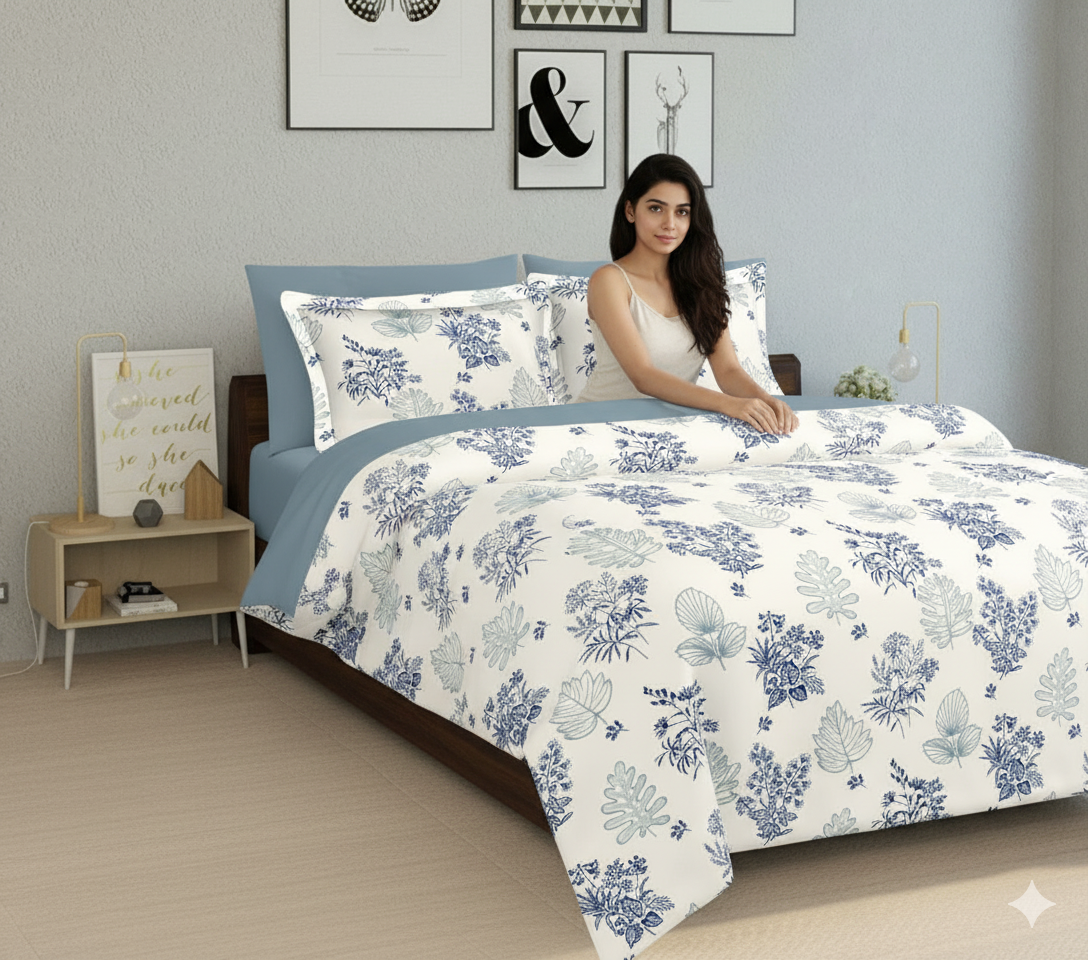 WSOKO COTTON Bedsheet King Size 100% Pure Cotton Bed Sheet with 2 Pillow Covers, 500TC 108x108 Inches Floral Bedding Set, Soft Breathable Cozy Flat Sheet, Exotic Wings, Multicolor