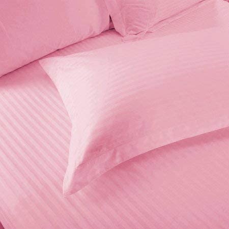 WSOKO Microfiber Satin Striped Bedsheet 400TC | Double Bedsheets for Double Size Bed | Solid Color Bed Sheets Flat Sheets Size (90x100) inch + 2 Pillow Cover (28x18) inch