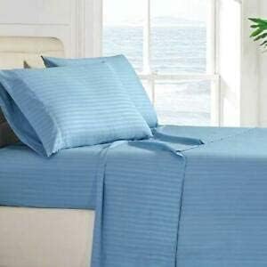 WSOKO Microfiber Satin Striped Bedsheet 400TC | Double Bedsheets for Double Size Bed | Solid Color Bed Sheets Flat Sheets Size (90x100) inch + 2 Pillow Cover (28x18) inch