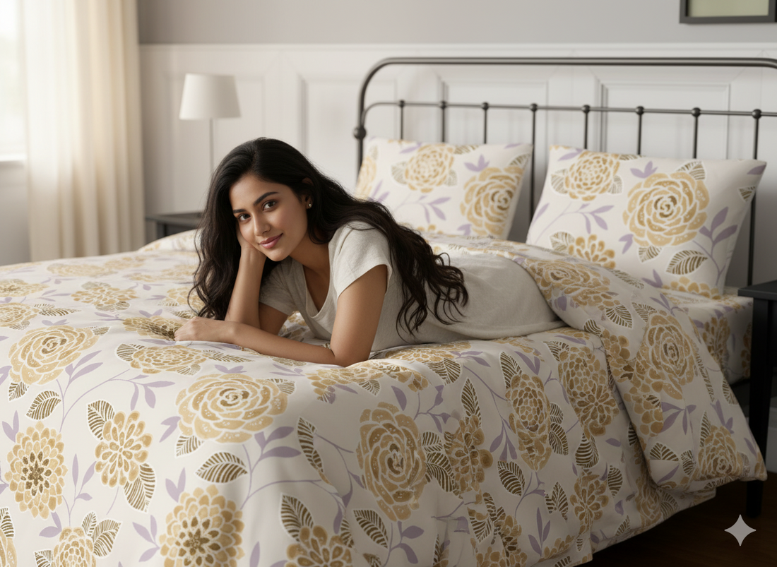 WSOKO COTTON Bedsheet King Size 100% Pure Cotton Bed Sheet with 2 Pillow Covers, 500TC 108x108 Inches Floral Bedding Set, Soft Breathable Cozy Flat Sheet, Exotic Wings, Multicolor