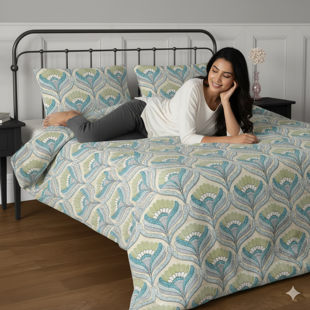 WSOKO COTTON Bedsheet King Size 100% Pure Cotton Bed Sheet with 2 Pillow Covers, 500TC 108x108 Inches Floral Bedding Set, Soft Breathable Cozy Flat Sheet, Exotic Wings, Multicolor