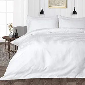 wsoko Bedsheets for Double Bed - Microfiber Plain Queen Size Bed Sheet Include Pillow Cover, Ultra Soft | for Home, Hotel, Villa, Resort and Guest House_White Solid