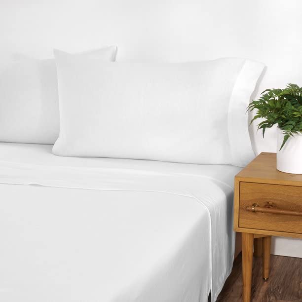 WSOKO Flat Bed Sheet with 2 Pillow Covers 600 Thread Count 100% Egyptian Cotton Bedsheet Super King Size White Comfortable & Durable Sheet