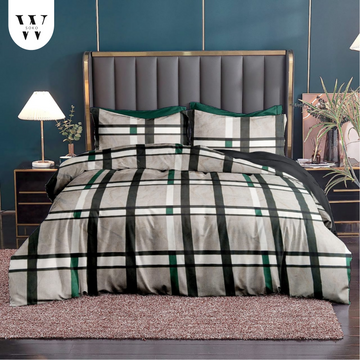WSOKO COTTON 300TC Cotton Bedsheet with 2 Pillow Covers Soft Breathable 90 x 100 Inch Printed Flat Queen Size Bed Sheet