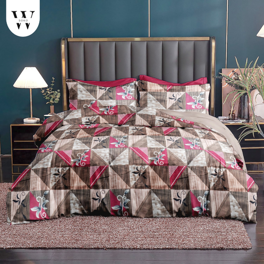 Thread Count Premium Cotton Queen Size Printed Double Bedsheet with Two Pillow Covers for Home 90 Inches x 100 Inches