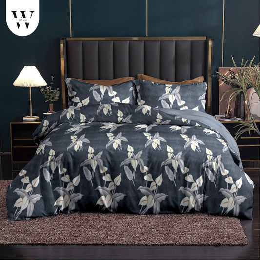 Thread Count Premium Cotton Queen Size Printed Double Bedsheet with Two Pillow Covers for Home 90 Inches x 100 Inches