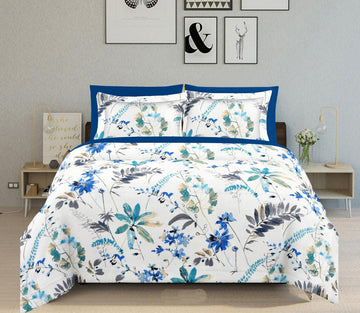WSOKO COTTON Bedsheet King Size 100% Pure Cotton Bed Sheet with 2 Pillow Covers, 500TC 108x108 Inches Floral Bedding Set, Soft Breathable Cozy Flat Sheet, Exotic Wings, Multicolor
