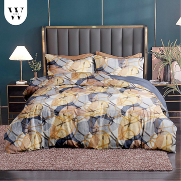 WSOKO 300TCCotton Bedsheet with 2 Pillow Covers Soft Breathable 90 x 100 Inch Printed Flat Queen Size Bed Sheet