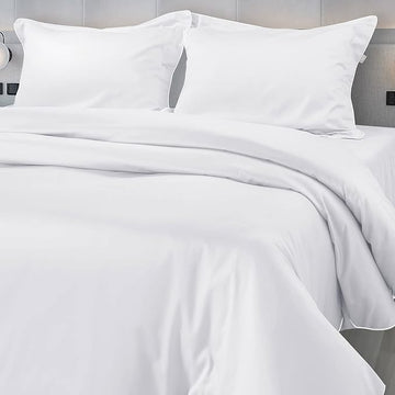WSOKO 500 Thread Count Italian Pure Cotton Flat Sheets, 108" X 108" Inch Super King Size Bedsheet With 2 Pillow Cases, Wrinkle Free Cotton Sheets,White,500 TC
