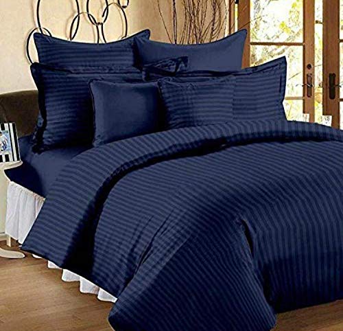 wsoko 400tc all season satin strip ac premium comforter with bedsheet super king size (90x100) 4p set