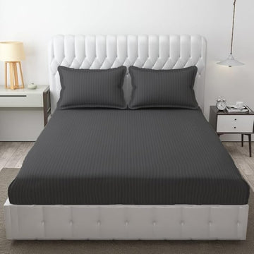 WSOKO Wrinkle Resistant | Soft Skin Safe | Breathable King Size Flat Bedsheets | Hotel & Home | Double Bedsheet Set With 2 Pillow Covers (108X108 Inches Grey), 400TC