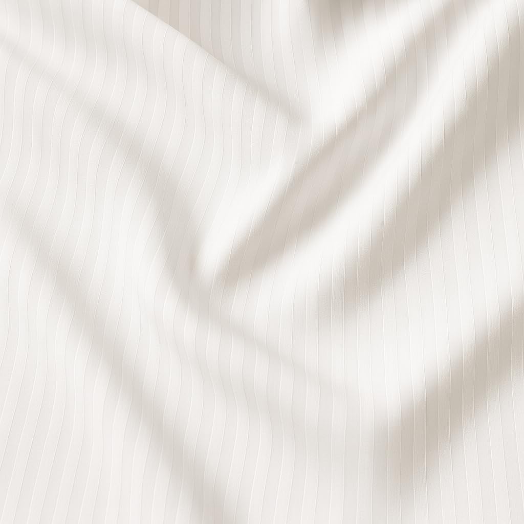 WSOKO Off White Satin Stripe Microfiber Comforter Quilt Duvet Set | King Size | Hotel Quality | 4-Piece Set
