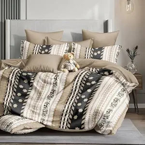 WSOKO Cotton Feel Flat Double Bed King Size Bedsheets with 2 Size Pillow Covers | Double Bed Breathable | Wrinklefree | Ultrasoft 400TC Supersoft |108 x 108 Inches |Teal (Pastel Leaf)