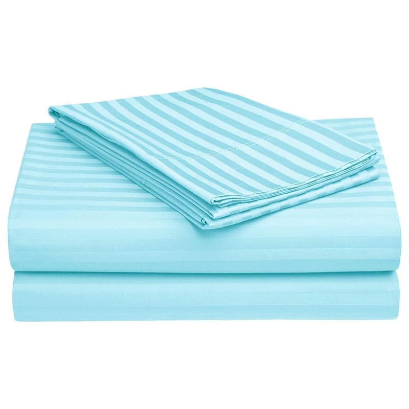 WSOKO COTTON Premium Stripe Cotton King Size Bedsheet Set | 108 x 108 Inches | 1 Bedsheet with 2 Pillow Covers | Hotel Quality | Soft & Breathable