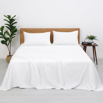 Pure Cotton Bedsheet - King Size with 2 Pillow Covers, White - WSOKO