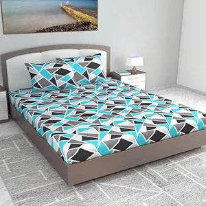 WSOKO 100% Cotton 400TC Bedsheet for Double Bed King Size Bedsheet with 2 Pillow Covers[108X108 (Size:275 X 275 cm, Green, Floral)