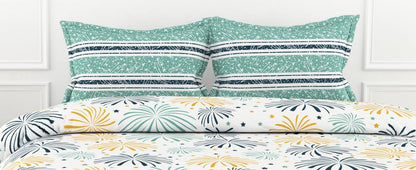 WSOKO 100% Cotton 400 TC Premium Super King Size Bedsheet for Double Bed (108 x 108 Inch) with 2 Pillow Covers Set (17 x 27 Inch) Designer Printed Bedsheet