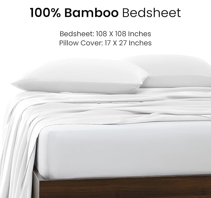 WSOKO 100% WSOKO  King Size Bed Sheet 108x108 inches | 400TC Bedsheet for Double Bed | Ultra Soft, Natural Breathable & Cooling Double Bed Luxury Sheets