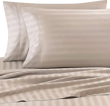 WSOKO Cotton Satin Platinum Superior Elegant Solid Striped Double Bedsheet with 2 Pillow Covers-for Home/Hotels/Bedroom/Living Room/Guest House/Size-90X100 Inches,| H603 | 400 TC