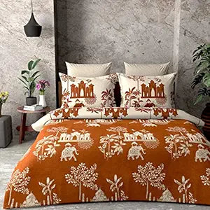 WSOKO COTTON.jaipuri cotton Super King Size 400TC&nbsp; Bedsheets 108 X 108 - King Size Bedsheet - Bedsheets for Double Bed - Double Bedsheet - 2 Pillow Covers,Fade Resistant, V66
