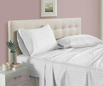 WSOKO Cotton 3 Piece Bed Sheet (1 Flat Sheet & 2 Pillowcase) Hotel Luxury Bed Sheets - Extra Soft Easy Fit - Breathable & Cooling Sheets King Size  B&B (108"X108