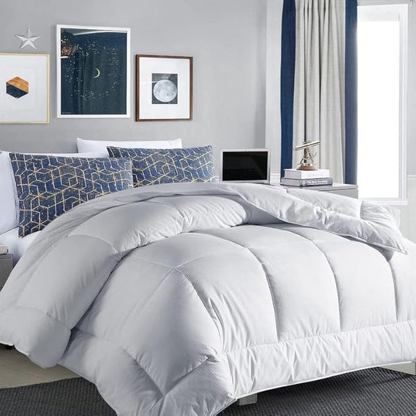 WSOKO COTTTON&nbsp; Razzai Down Alternative Soft Quilted 500 GSM All Weather Comforter (92" x 106" Inches/233cm x 269cm) - King Size Comforters|White | Microfiber| lightweight
