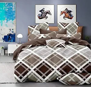 WSOKO  Bedsheet with Pillow Cover, Queen Size Bedsheet 3 Pcs (1 Bedsheet + 2 Pillow Covers), 100% Cotton Bedsheet with Pillow case - Design No 13