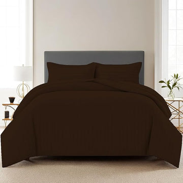 WSOKO 600 TC Premium Cotton Dark Coffee Stripe Super King Bedsheet – 108 × 108 Inch