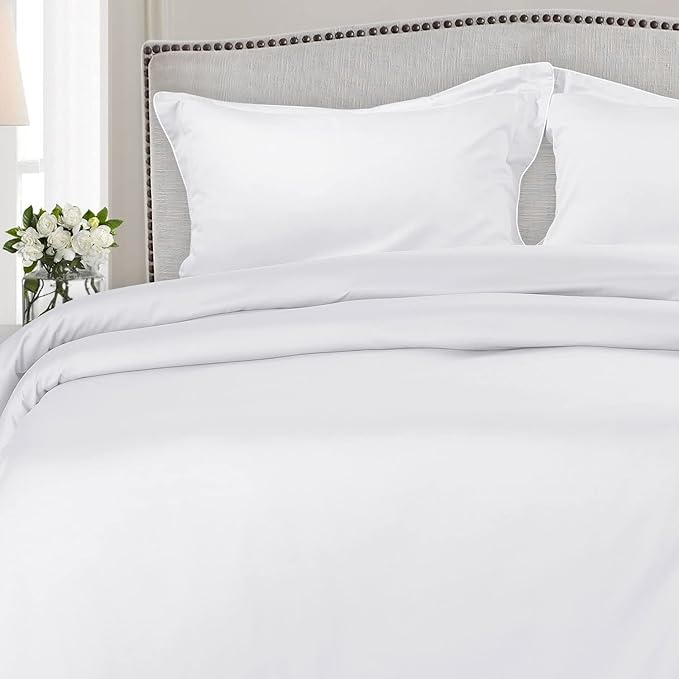 WSOKO 500 Thread Count Italian Pure Cotton Flat Sheets, 108" X 108" Inch Super King Size Bedsheet With 2 Pillow Cases, Wrinkle Free Cotton Sheets,White,500 TC