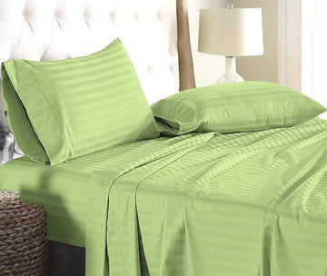 WSOKO Microfiber Satin Striped Bedsheet 400TC | Double Bedsheets for Double Size Bed | Solid Color Bed Sheets Flat Sheets Size (90x100) inch + 2 Pillow Cover (28x18) inch