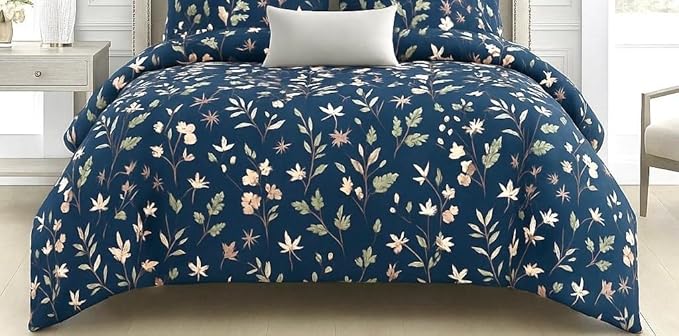 WSOKO Cotton Super King Size Bedsheet for Double Bed, King Size 108 Inches X 108 Inches, 9 Feet, 275 X 275 cm with 2 Large Size Pillow Covers Without Joint - GreyBaleLeaves