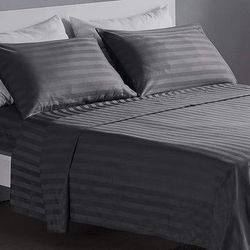 WSOKO Bedsheet for Double Bed King Size - 90x100 Inch Grey Bed Sheet with 2 Pillow Covers, 350 Thread Count, Premium Comfort Cotton Bedsheets for Home, Hotels & Guest House