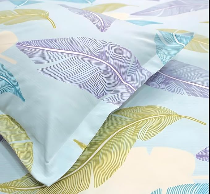 WSOKO 400TC Pure Cotton King Size Floral Bedsheet with 2 Pillow Covers for Double Bed  108X108 Inches Flat Bed Sheet