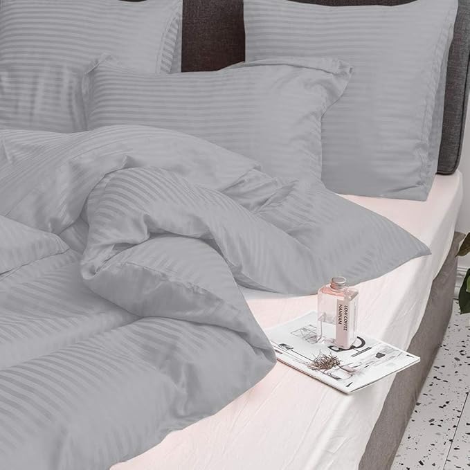 WSOKO COTTON 400 GSM Microfiber Solid Satin Striped AC Comforter | Dohar | Quit | Double Bed | Double Weaved | Washable | Hypoallergenic Skin Friendly (90x100 Inch)