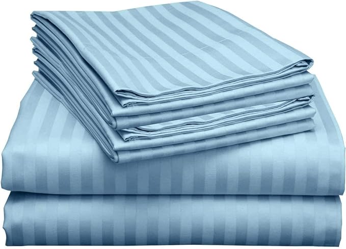 WSOKO Microfiber Satin Striped Bedsheet 400TC | Double Bedsheets for Double Size Bed | Solid Color Bed Sheets Flat Sheets Size (90x100) inch + 2 Pillow Cover (28x18) inch
