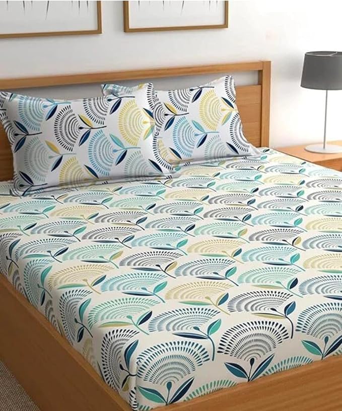 WSOKO COTTON Nizora Fitted Premium King Size Bedsheet (108" x 108") 400 TC